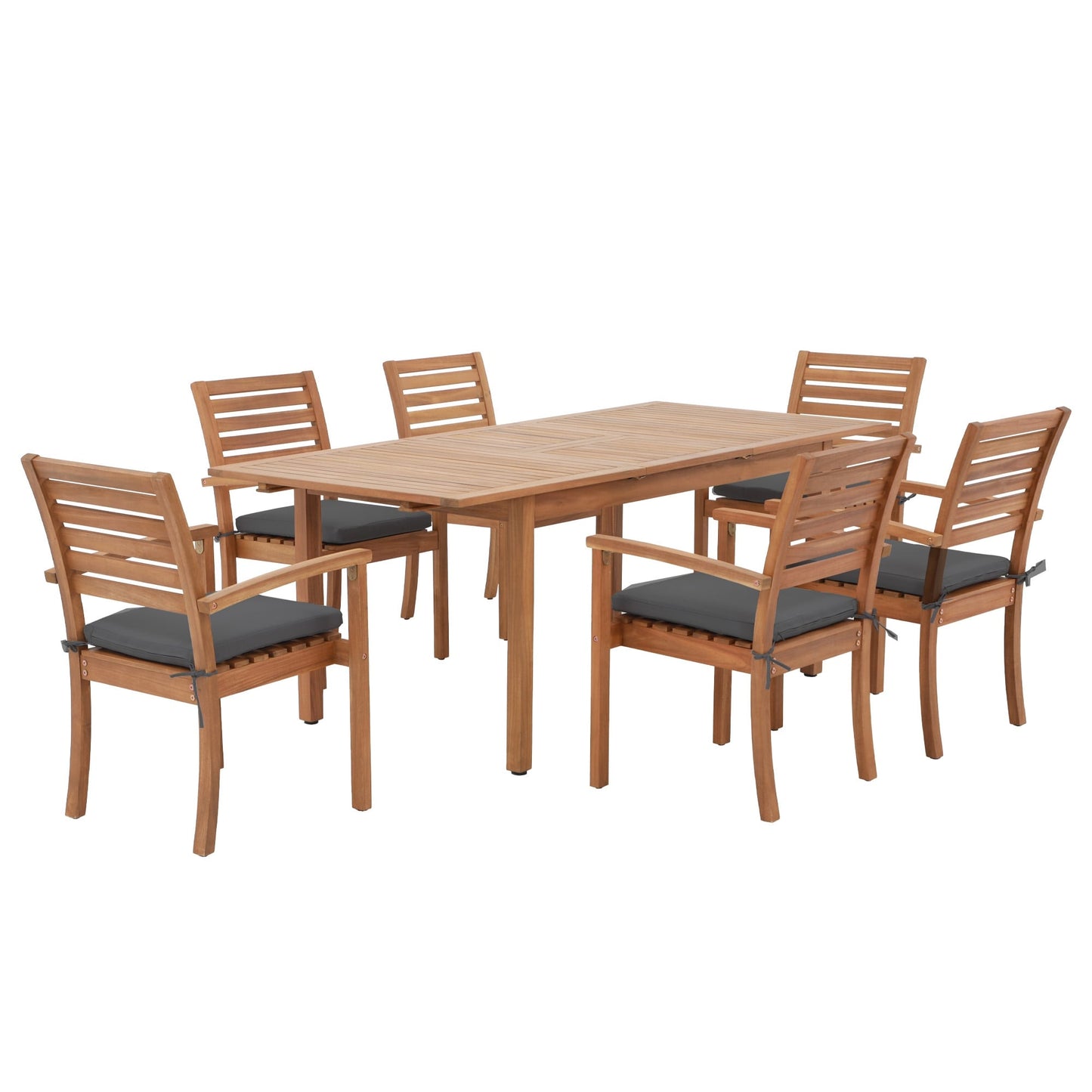 Ensemble de salle à manger d'extérieur 7 pièces en bois d'acacia
