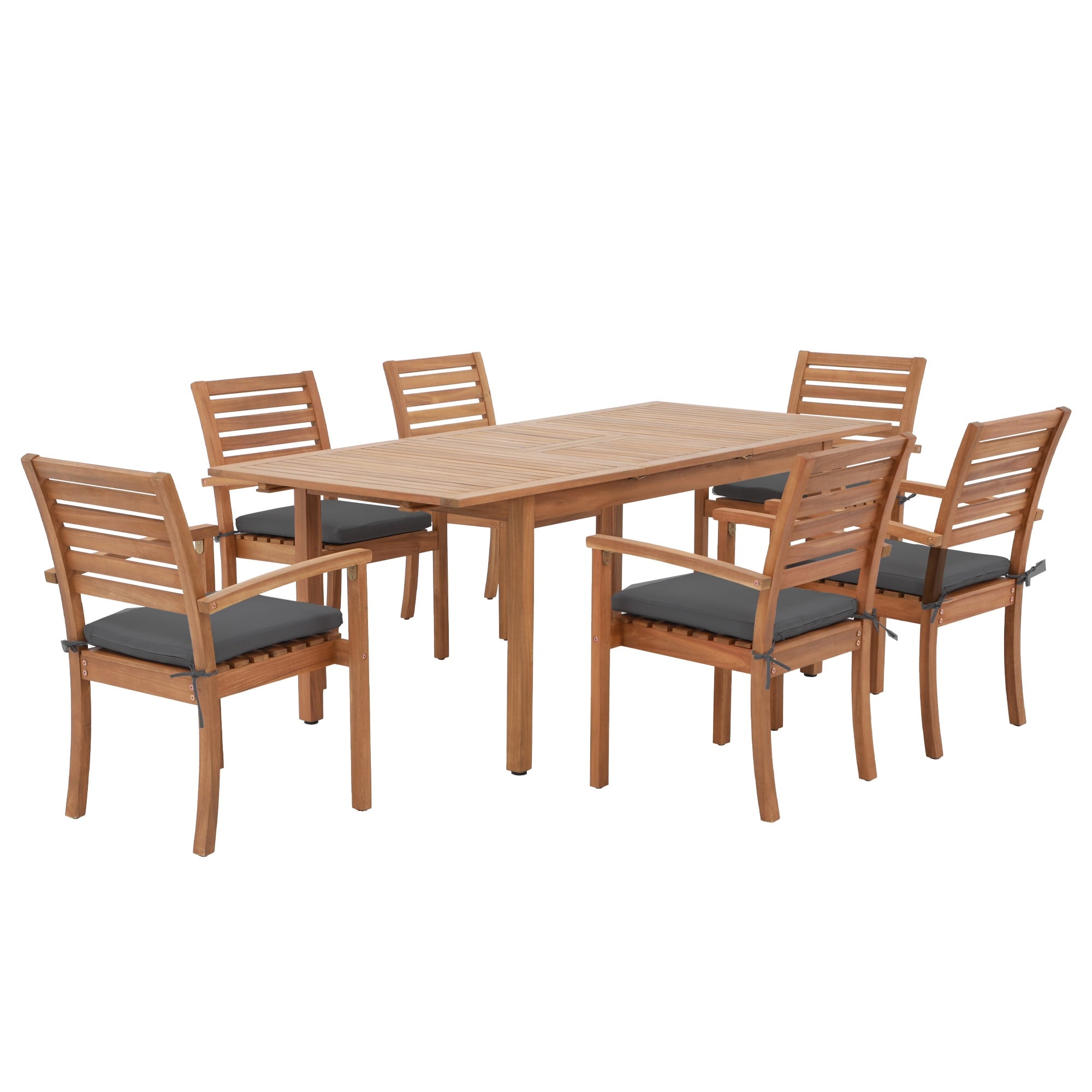 Ensemble de salle à manger d'extérieur 7 pièces en bois d'acacia