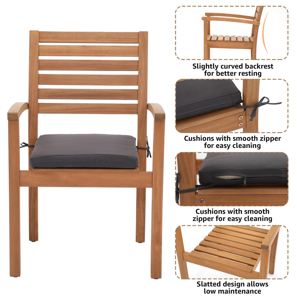 Ensemble de salle à manger d'extérieur 7 pièces en bois d'acacia