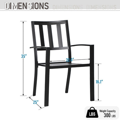 Ensemble de salle à manger d'extérieur 7 pièces MAISON ARTS pour 6 personnes, grande table ronde avec trou pour parasol et chaises empilables en métal
