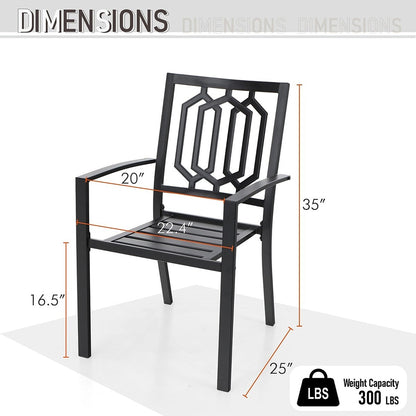 Ensemble de salle à manger d'extérieur 7 pièces MAISON ARTS pour 6 personnes, grande table ronde avec trou pour parasol et chaises empilables en métal