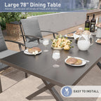 Ensemble de salle à manger d'extérieur 7 pièces avec table à pieds en X et chaises pivotantes