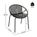 Ensemble de salle à manger d'extérieur moderne 7 pièces avec chaises empilables, blanc