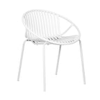 Ensemble de salle à manger d'extérieur moderne 7 pièces avec chaises empilables, blanc