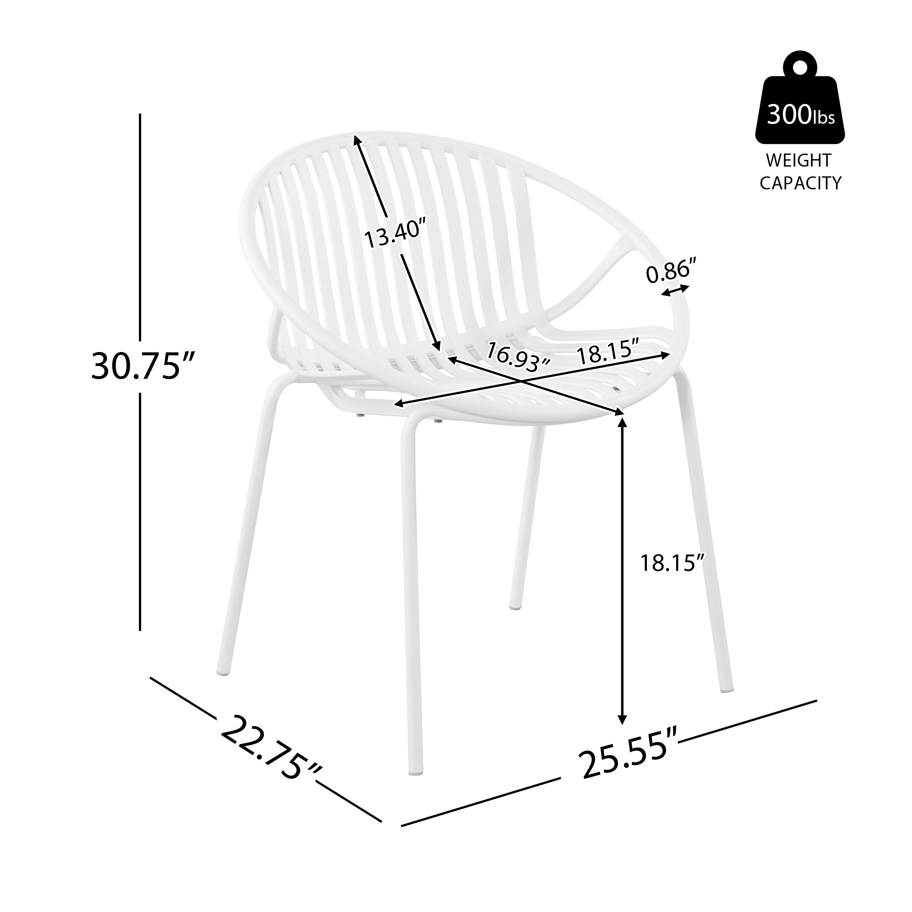 Ensemble de salle à manger d'extérieur moderne 7 pièces avec chaises empilables, blanc