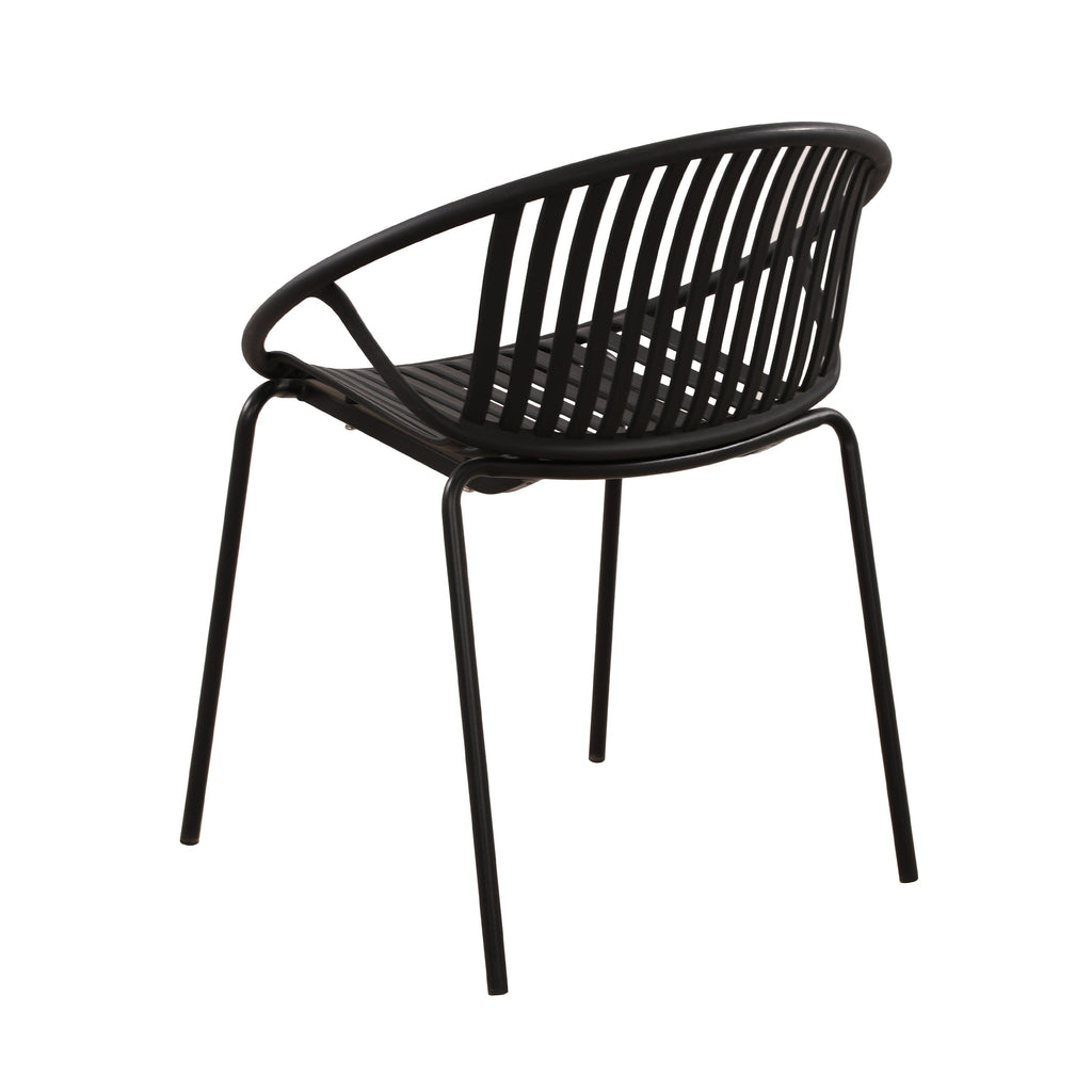 Ensemble de salle à manger d'extérieur moderne 7 pièces avec chaises empilables, blanc