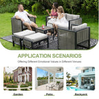 Ensemble de meubles de jardin FINCATI 7 pièces avec canapé sectionnel surdimensionné en osier moderne