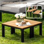 Ensemble de meubles de jardin, canapé sectionnel en L avec 6 coussins épais et table basse pour jardin et véranda