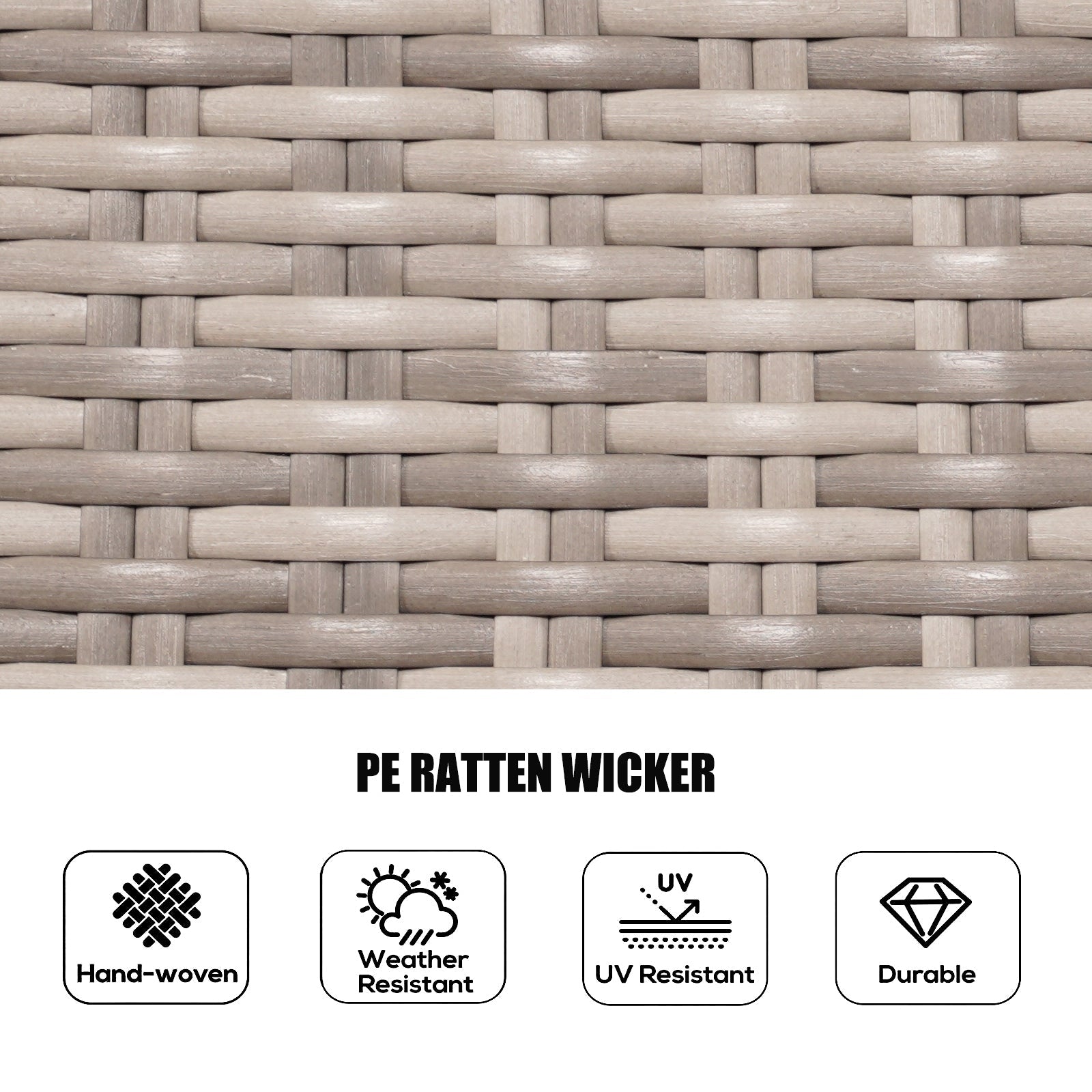 Ensemble de salle à manger rond en rotin et osier pour patio, 7 pièces, avec coussins, par Moda Furnishings