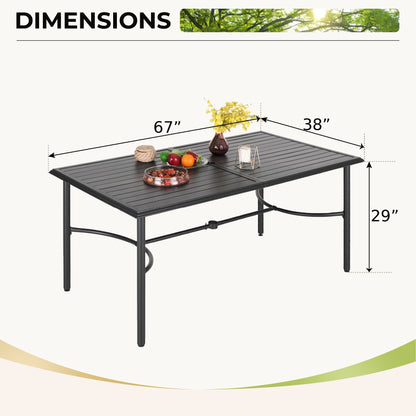 Ensemble de salle à manger de patio 7 pièces MAISON ARTS avec table à manger rectangulaire en métal et chaises pivotantes