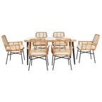 Ensemble de salle à manger de patio 7 pièces, table à manger d'extérieur en osier avec coussins amovibles pour pelouse, jardin et arrière-cour
