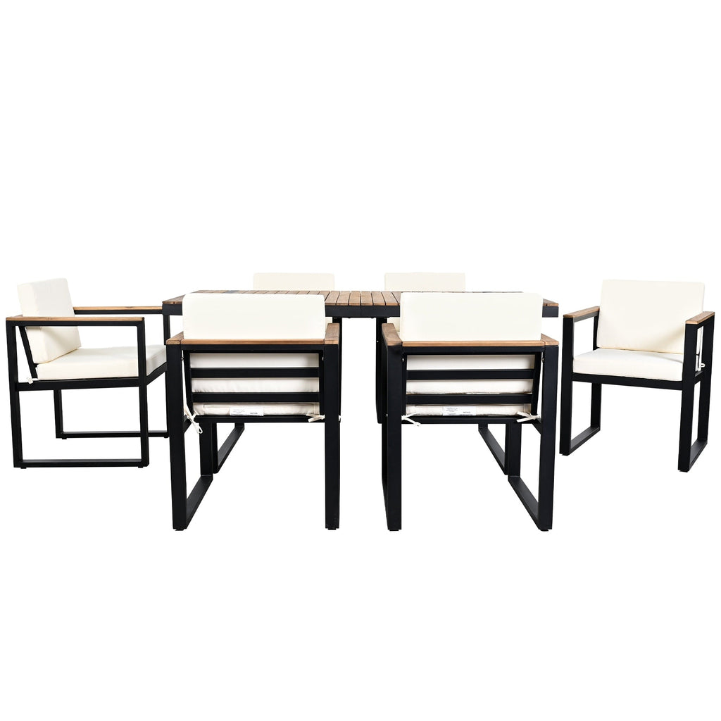 Ensemble table et chaises de patio 7 pièces avec coussins amovibles