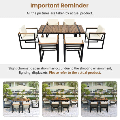 Ensemble table et chaises de patio 7 pièces avec coussins amovibles