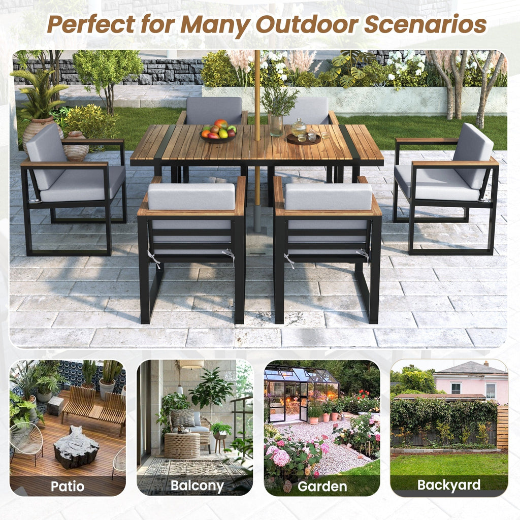 Ensemble table et chaises de patio 7 pièces avec coussins amovibles