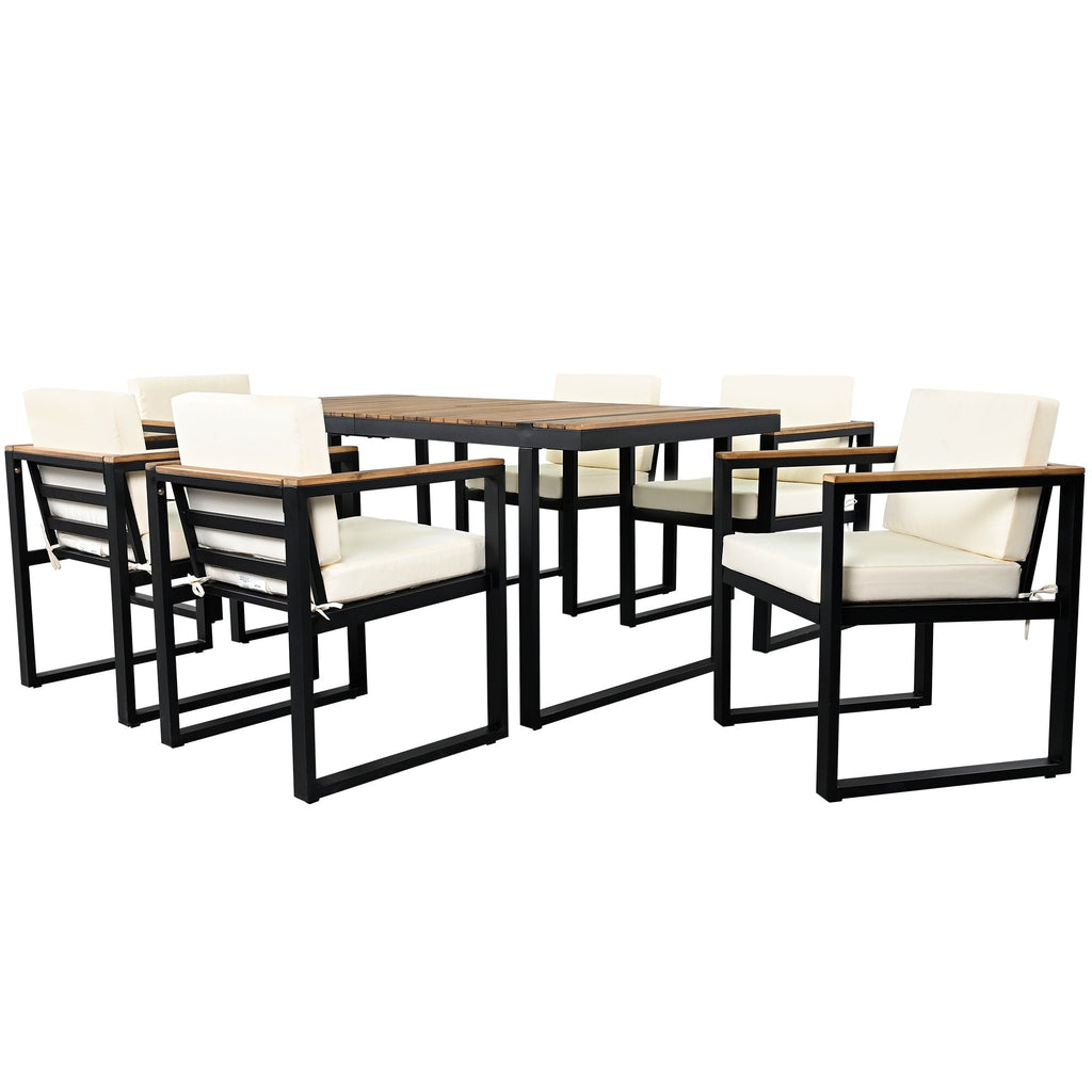 Ensemble table et chaises de patio 7 pièces avec coussins amovibles