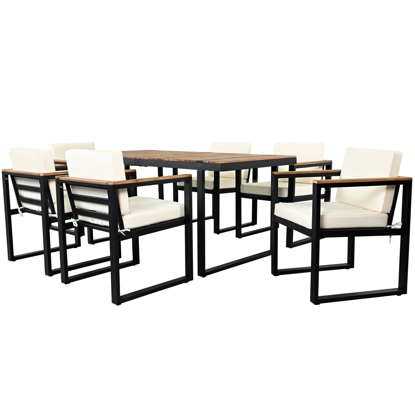 Ensemble table et chaises de patio 7 pièces avec coussins amovibles