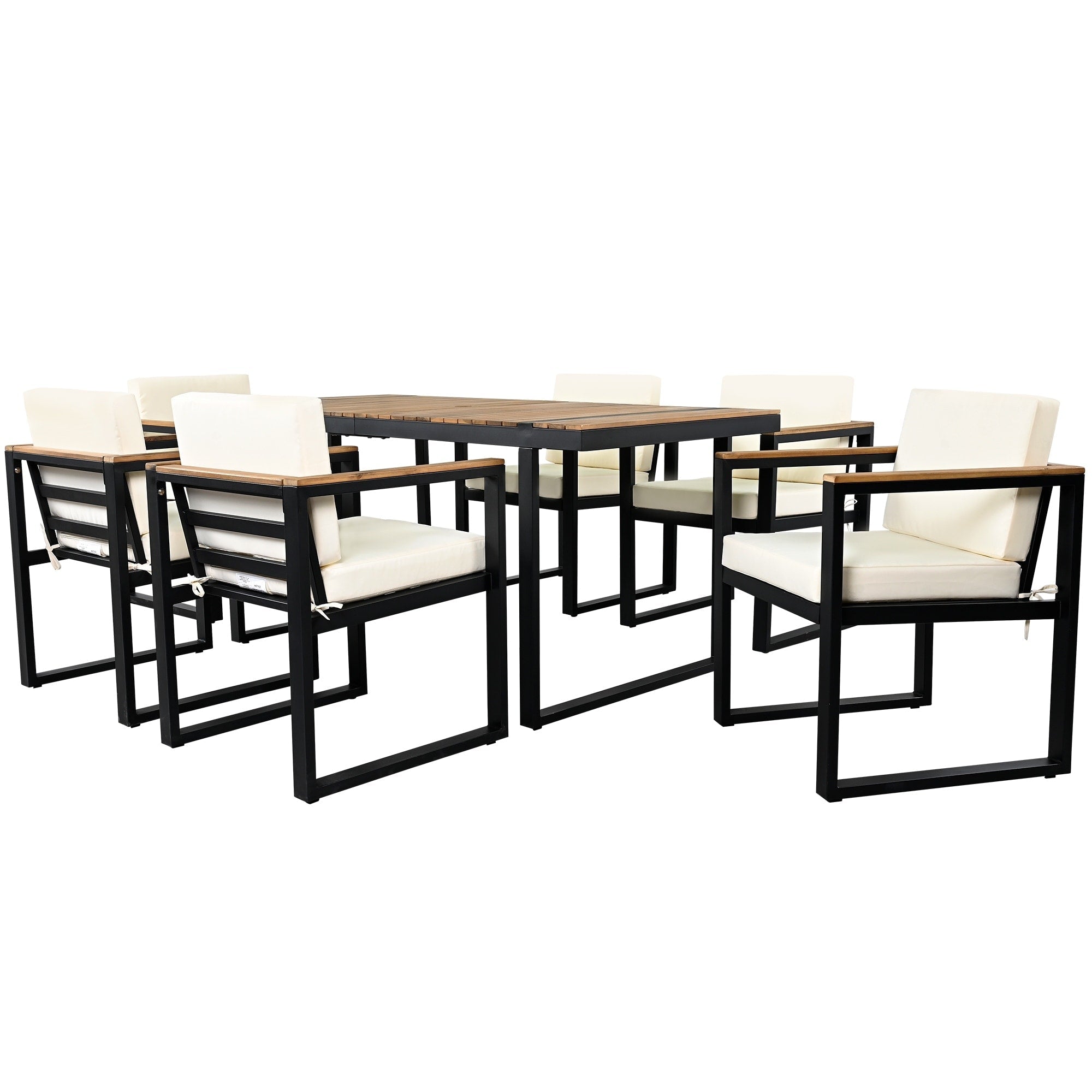 Ensemble table et chaises de patio 7 pièces avec coussins amovibles