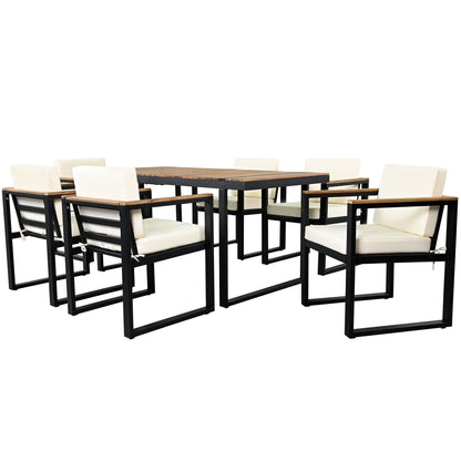 Ensemble table et chaises de patio 7 pièces avec coussins amovibles