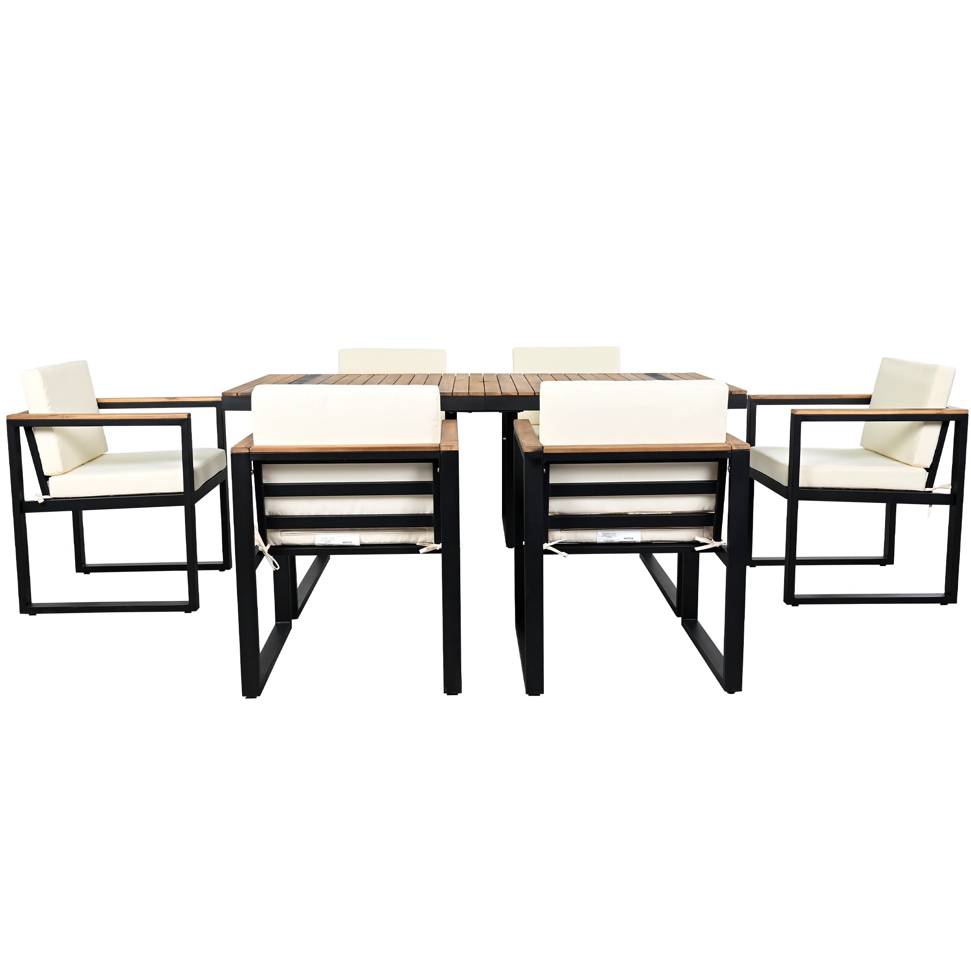 Ensemble table et chaises de patio 7 pièces avec coussins amovibles