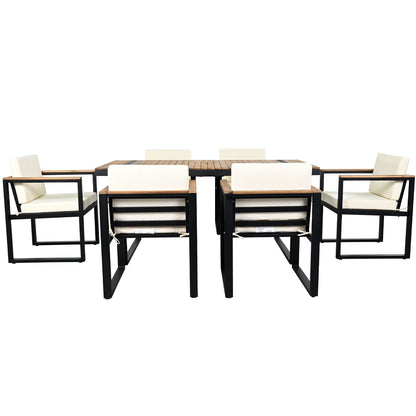 Ensemble table et chaises de patio 7 pièces avec coussins amovibles