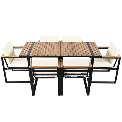 Ensemble table et chaises de patio 7 pièces avec coussins amovibles