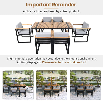 Ensemble table et chaises de patio 7 pièces avec coussins amovibles