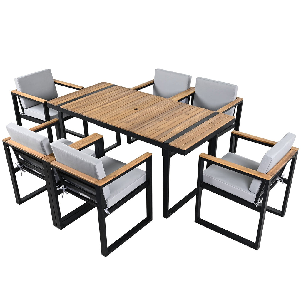Ensemble table et chaises de patio 7 pièces avec coussins amovibles