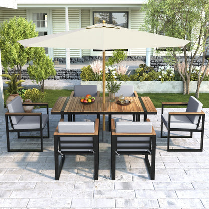 Ensemble table et chaises de patio 7 pièces avec coussins amovibles