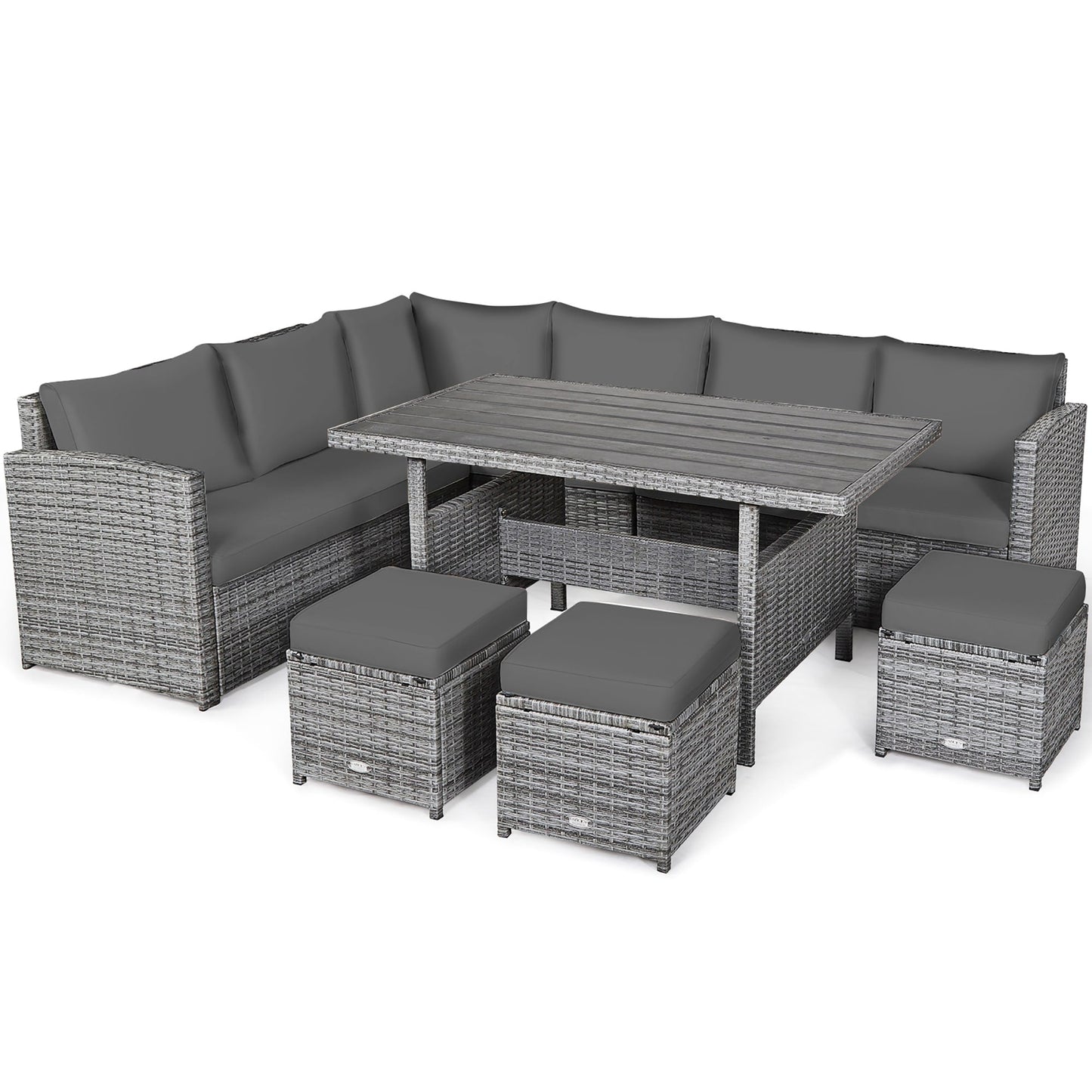 Ensemble de meubles de patio en rotin d'extérieur 7 pièces