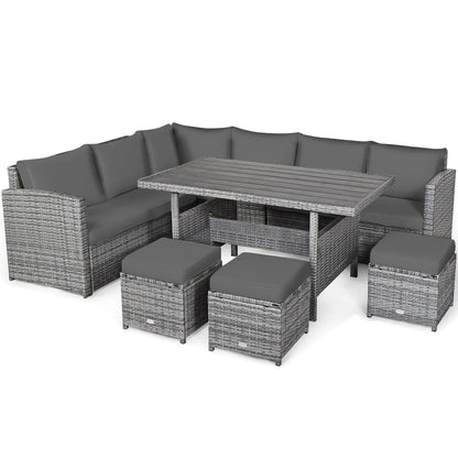 Ensemble de meubles de patio en rotin d'extérieur 7 pièces