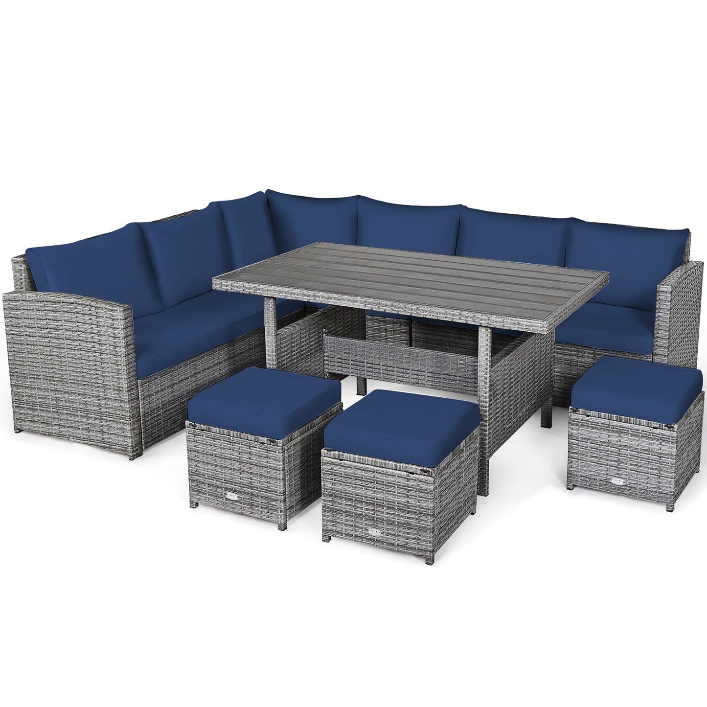 Ensemble de meubles de patio en rotin d'extérieur 7 pièces