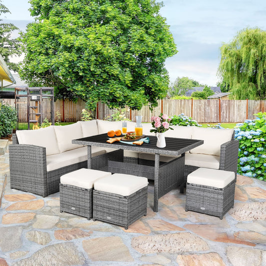 Ensemble de meubles de patio en rotin d'extérieur 7 pièces