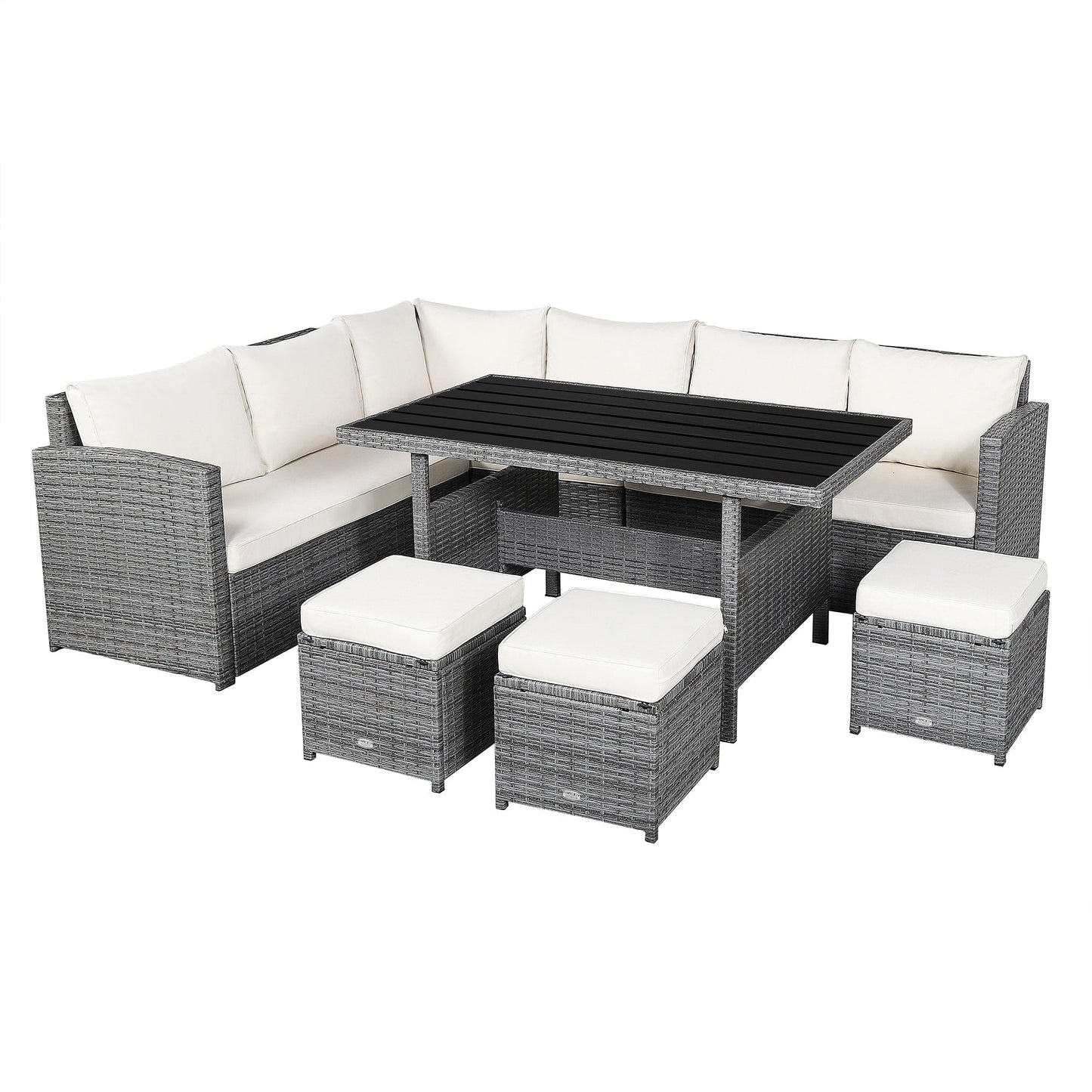Ensemble de meubles de patio en rotin d'extérieur 7 pièces