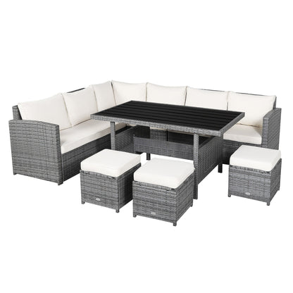 Ensemble de meubles de patio en rotin d'extérieur 7 pièces