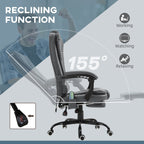 Chaise de bureau massante à 7 points de vibration, chaise de jeu en cuir PU avec support lombaire et repose-pieds rétractable