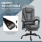 Chaise de bureau massante à 7 points de vibration, chaise de jeu en cuir PU avec support lombaire et repose-pieds rétractable