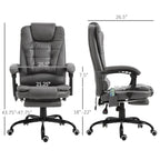 Chaise de bureau massante à 7 points de vibration, chaise de jeu en cuir PU avec support lombaire et repose-pieds rétractable