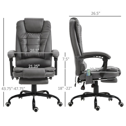 Chaise de bureau massante à 7 points de vibration, chaise de jeu en cuir PU avec support lombaire et repose-pieds rétractable