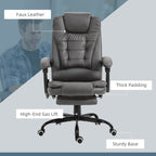 Chaise de bureau massante à 7 points de vibration, chaise de jeu en cuir PU avec support lombaire et repose-pieds rétractable