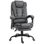 Chaise de bureau massante à 7 points de vibration, chaise de jeu en cuir PU avec support lombaire et repose-pieds rétractable