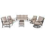 Ensemble de conversation extérieur 7 places pour patio, canapé d'extérieur avec poufs
