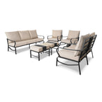 Ensemble de conversation extérieur 7 places pour patio, canapé d'extérieur avec poufs