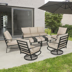 Ensemble de conversation extérieur 7 places pour patio, canapé d'extérieur avec poufs