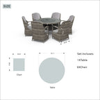 Ensemble de salle à manger d'extérieur 7 pièces avec table ronde et chaises