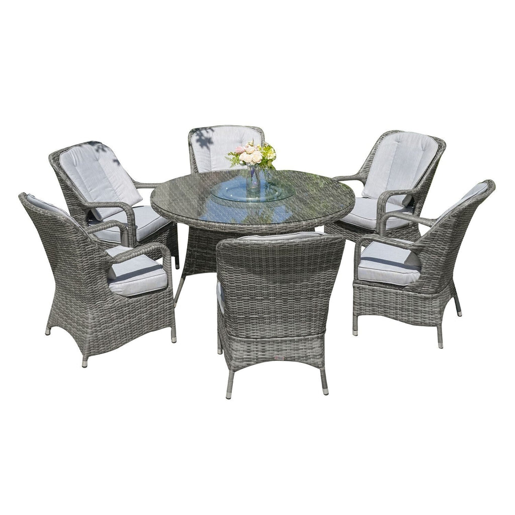 Ensemble de salle à manger d'extérieur 7 pièces avec table ronde et chaises
