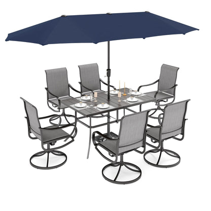 Ensemble de salle à manger de patio 7 pièces MAISON ARTS avec chaises pivotantes en textilène