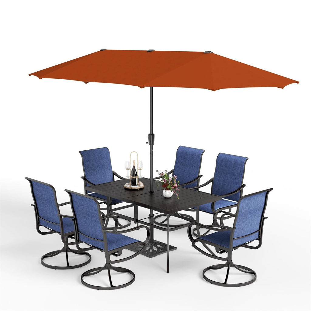 Ensemble de salle à manger de patio 7 pièces MAISON ARTS avec chaises pivotantes en textilène