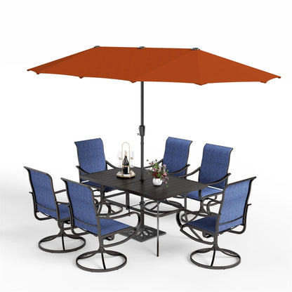 Ensemble de salle à manger de patio 7 pièces MAISON ARTS avec chaises pivotantes en textilène