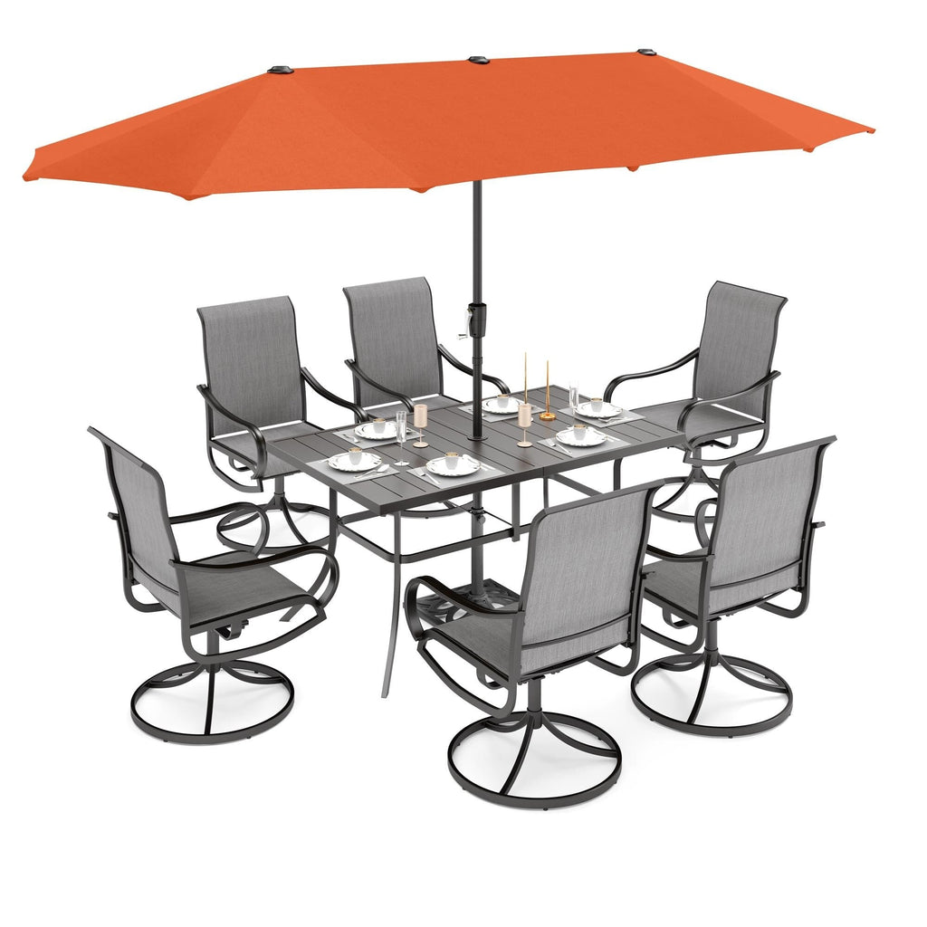 Ensemble de salle à manger de patio 7 pièces MAISON ARTS avec chaises pivotantes en textilène
