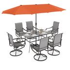 Ensemble de salle à manger de patio 7 pièces MAISON ARTS avec chaises pivotantes en textilène